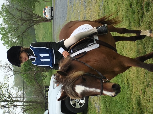 Rylen competing on a chestnut horse